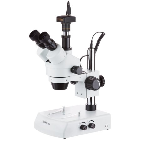 AMSCOPE 7X-45X Trinocular Stereo Zoom Microscope With Dual Halogen Lights & 5MP Camera SM-2T-5M